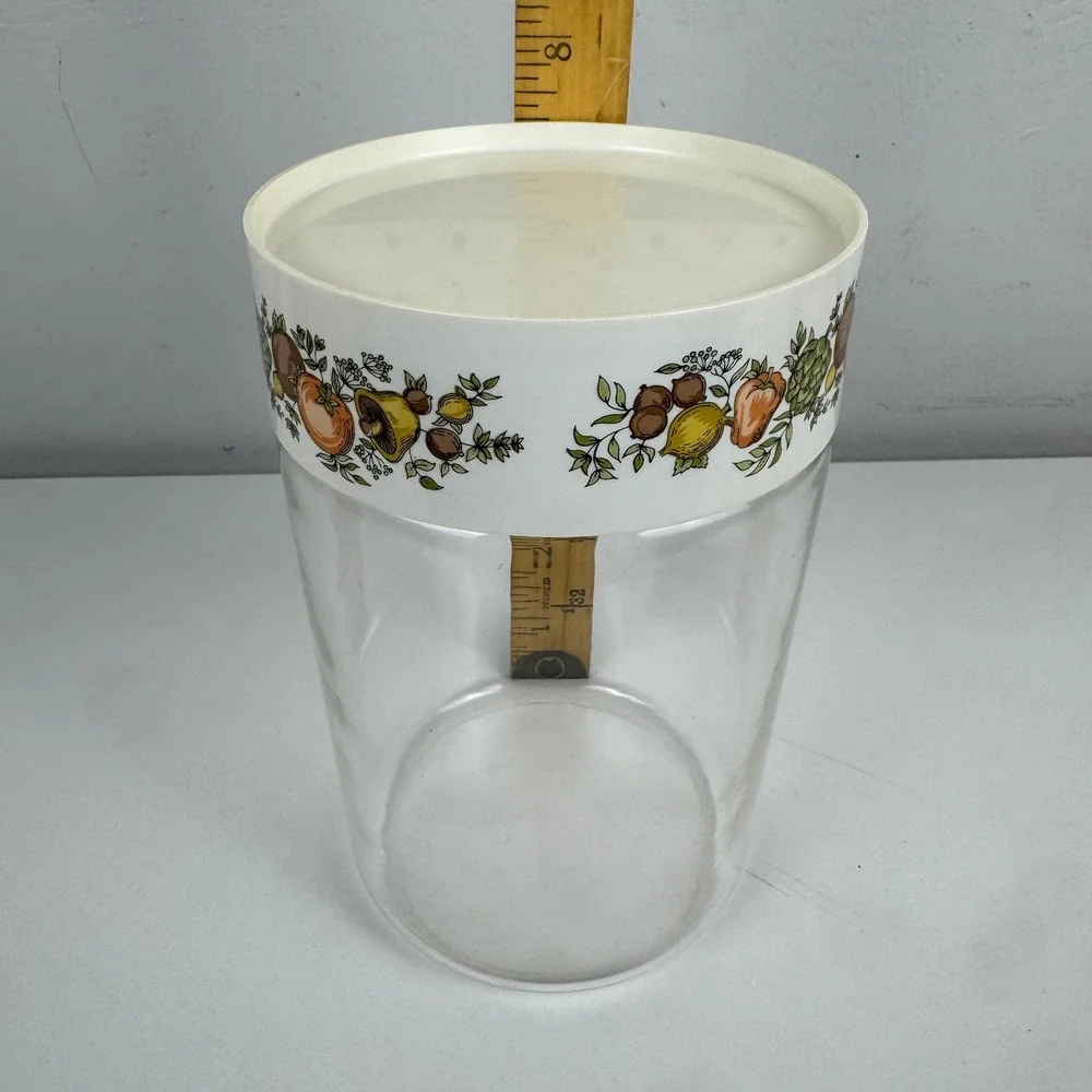 Vtg Pyrex Natures Bounty Glass Canister with Lid Vegetable Pattern Made in‎ USA